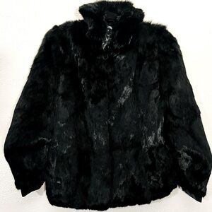 Vintage Split End Black Rabbit Fur Coat Size M